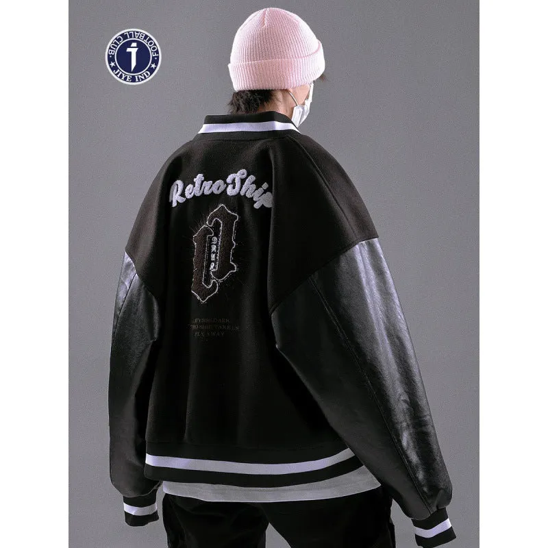 Bone Varsity Jacket Autumn Stitching Baseball Uniform Men's Loose Casual Jacket