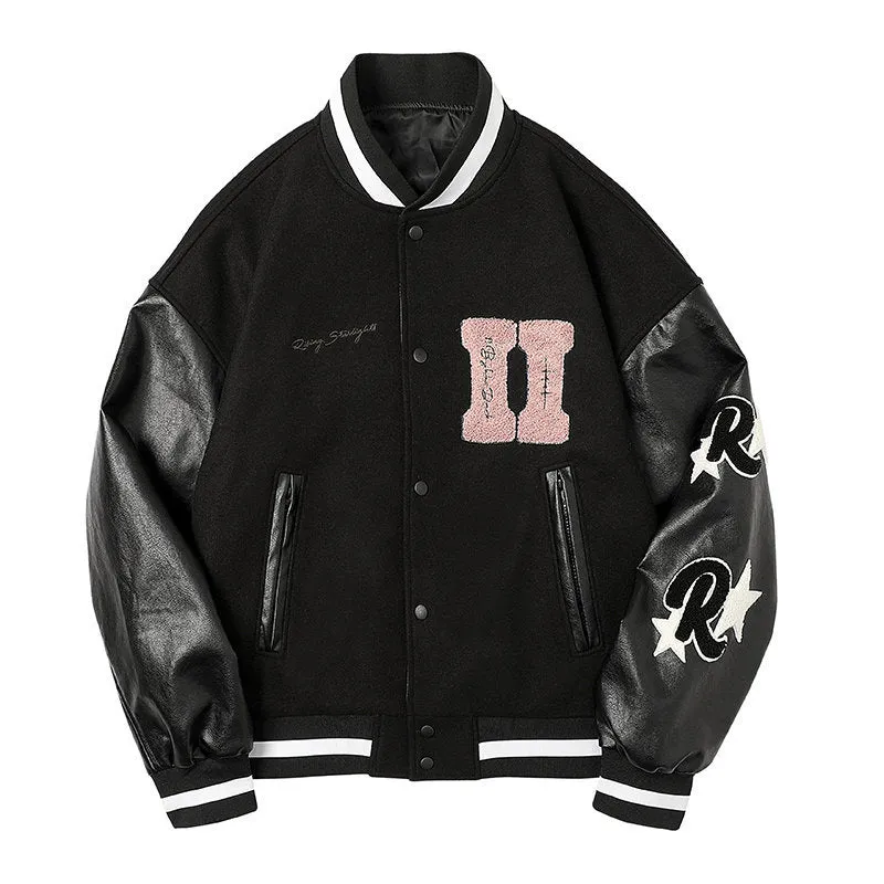 Bone Varsity Jacket Autumn Stitching Baseball Uniform Men's Loose Casual Jacket