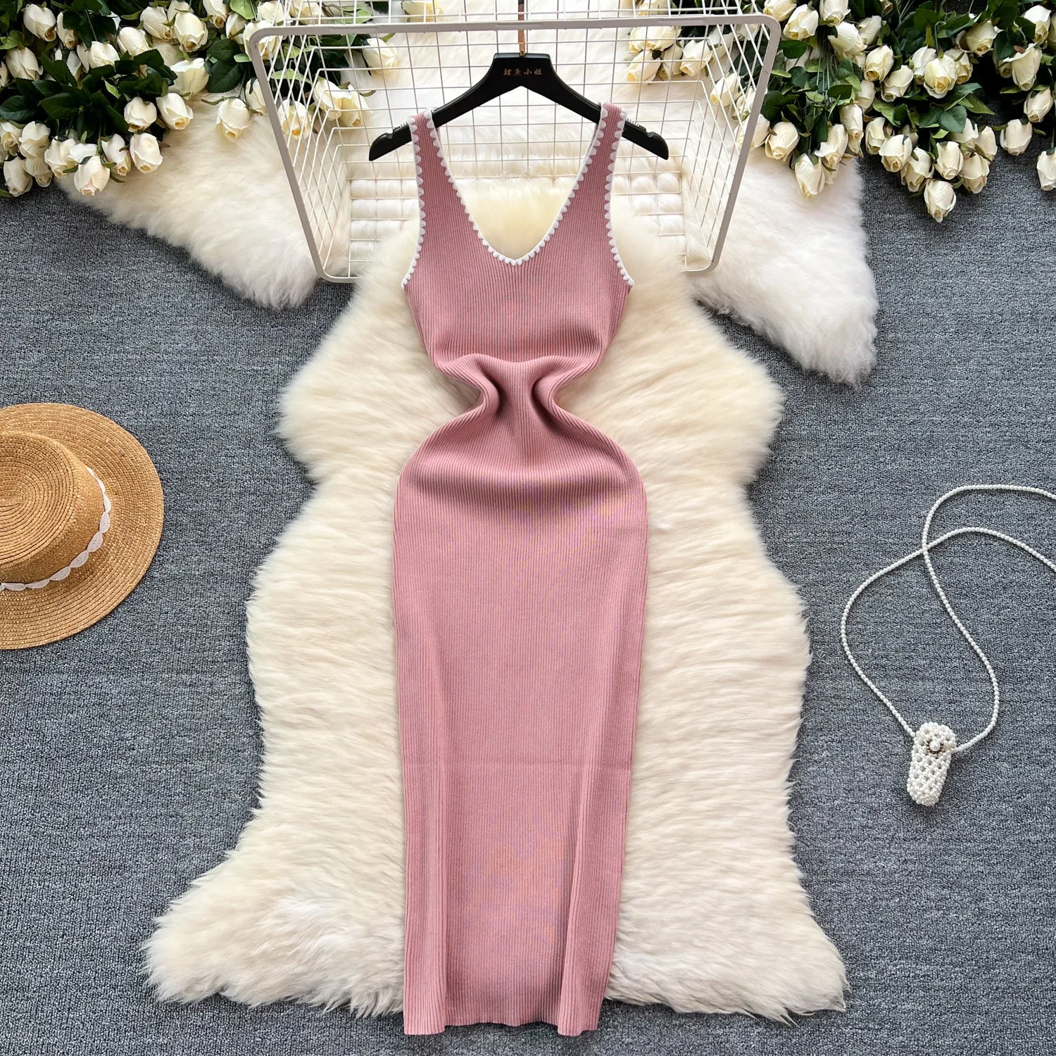 Color Blocking Bodycon Vest Dress