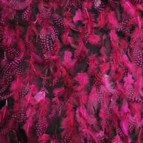 Dark Pink Feathered Embroidered Fashion Fabric