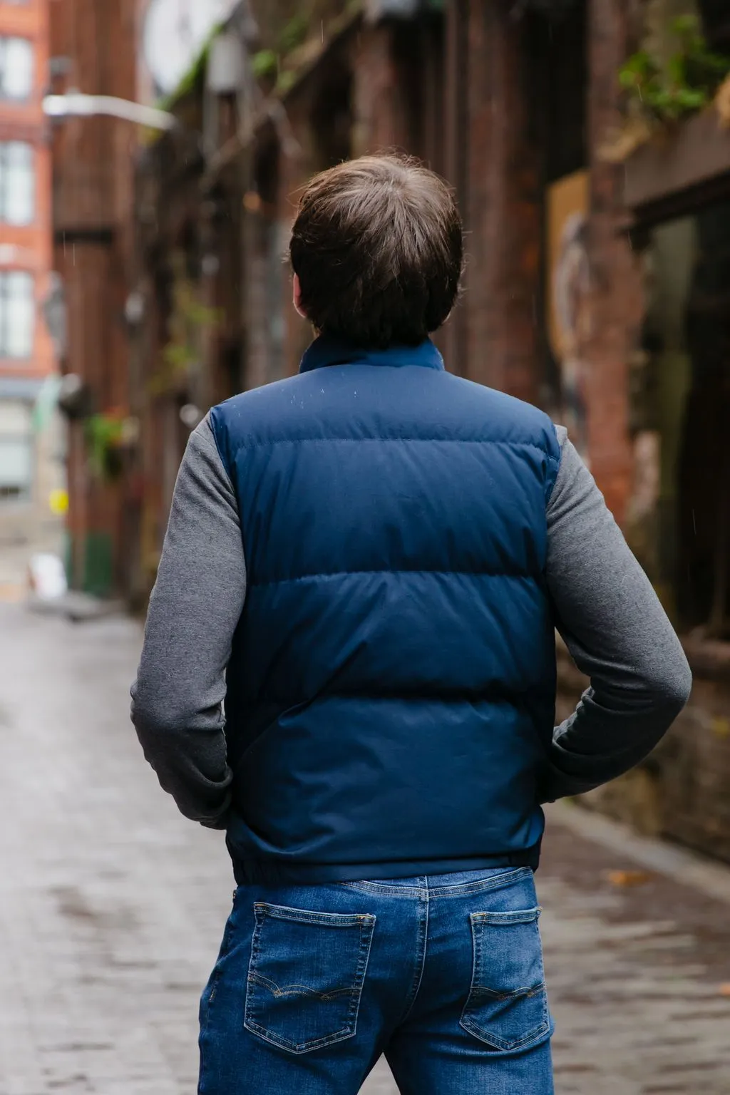 Down Italian Vest - Navy