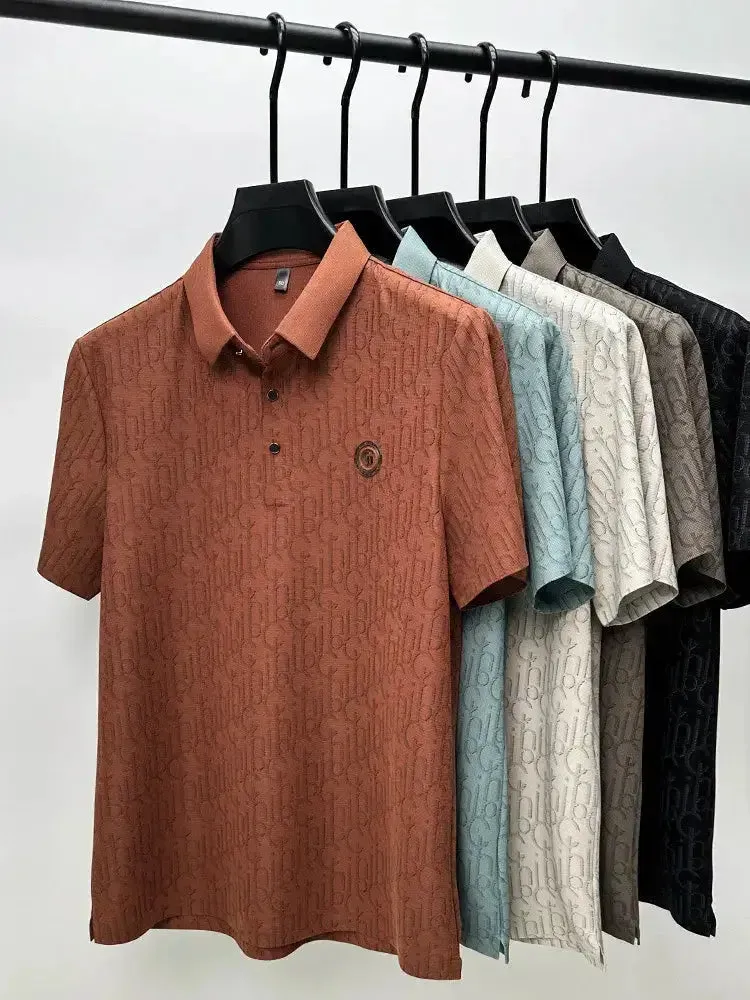 High end ice silk breathable short sleeve polo shirt men's casual top 2024 summer fashion brand embroidered Paul men's T-shirt