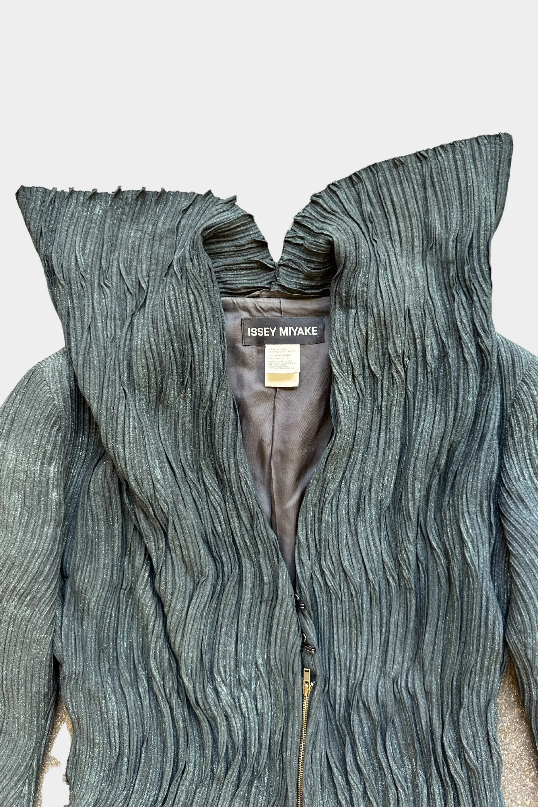 Issey Miyake Avant Garde Architectural Pleated Green Jacket