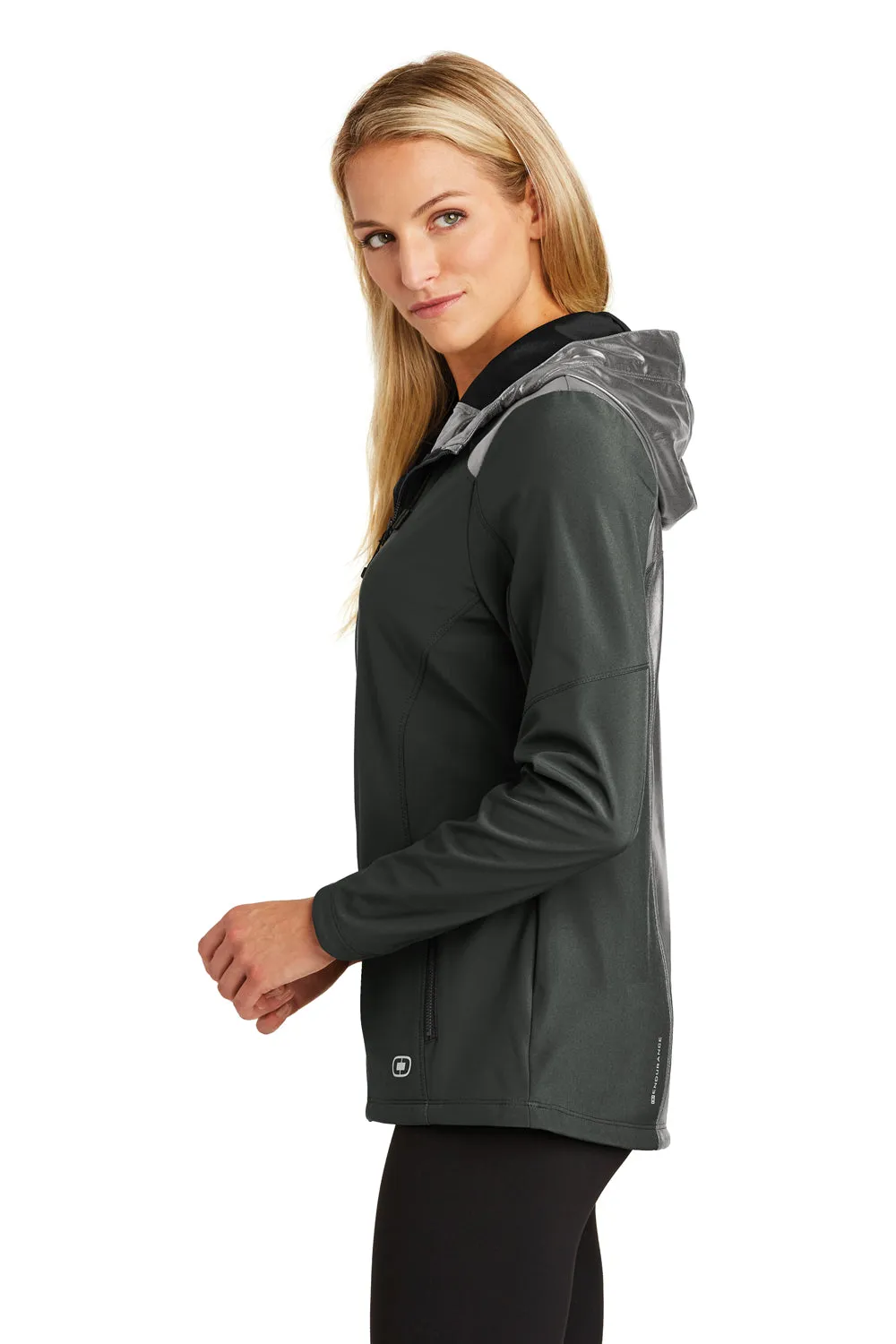 Ogio Womens Endurance Liquid Wind & Water Resistant Full Zip Hooded Jacket - Blacktop - Closeout