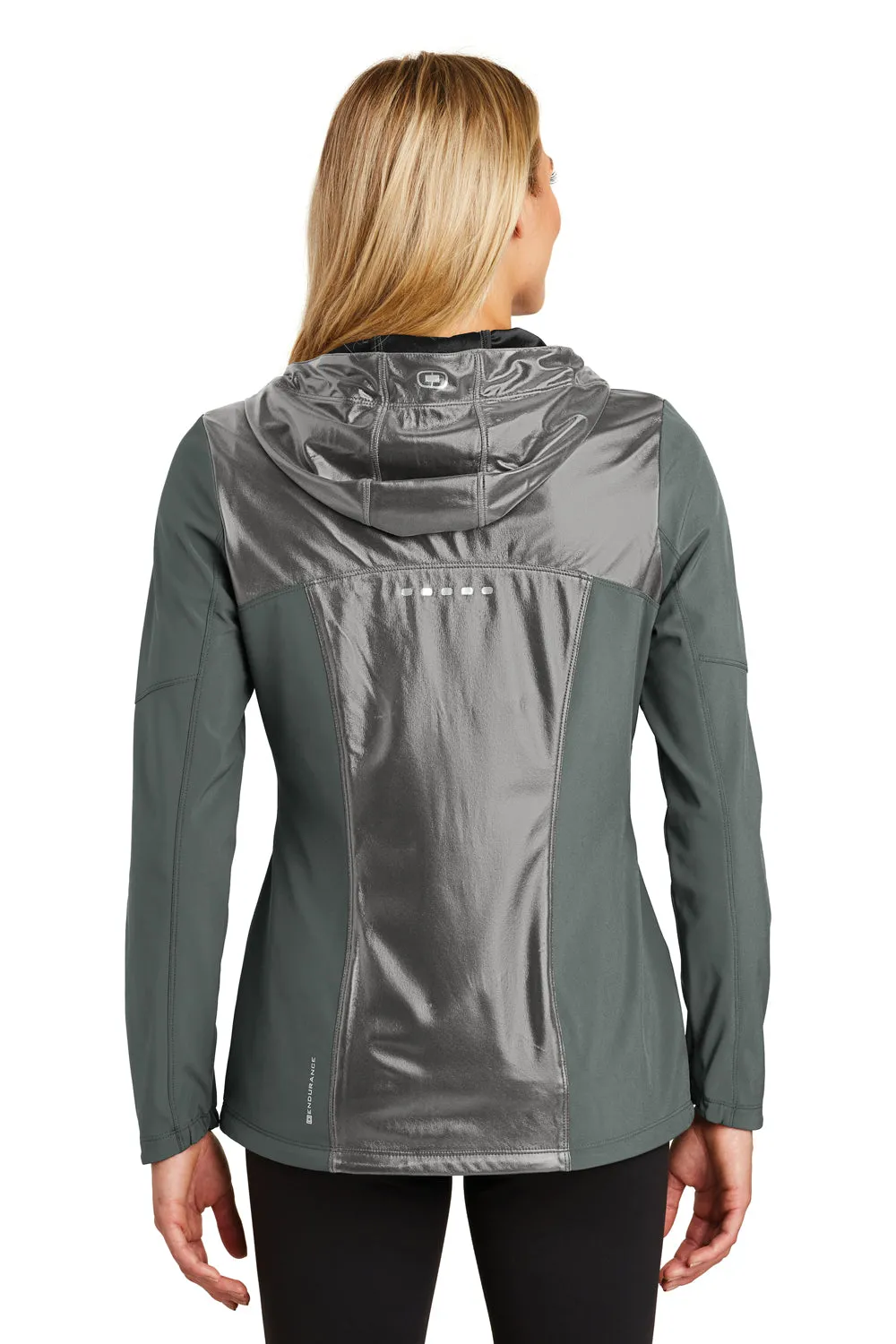 Ogio Womens Endurance Liquid Wind & Water Resistant Full Zip Hooded Jacket - Diesel Grey - Closeout