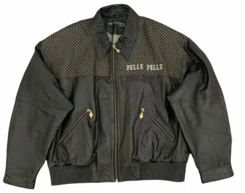 Pelle Pelle Marc Buchanan Gold Studded Style Black Leather Jacket