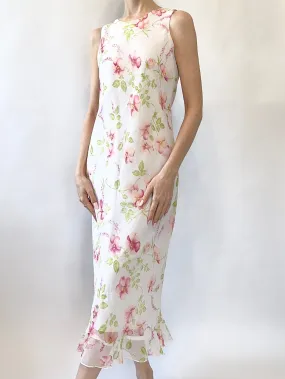 Pink Floral 1990s Slip Dress (XXS)
