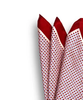 Pocket Square - Light Pink & Red Dot