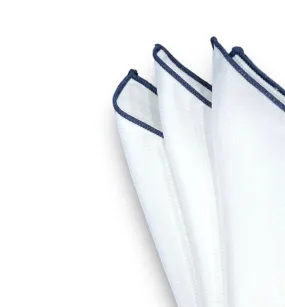 Pocket Square - White & Navy Trim