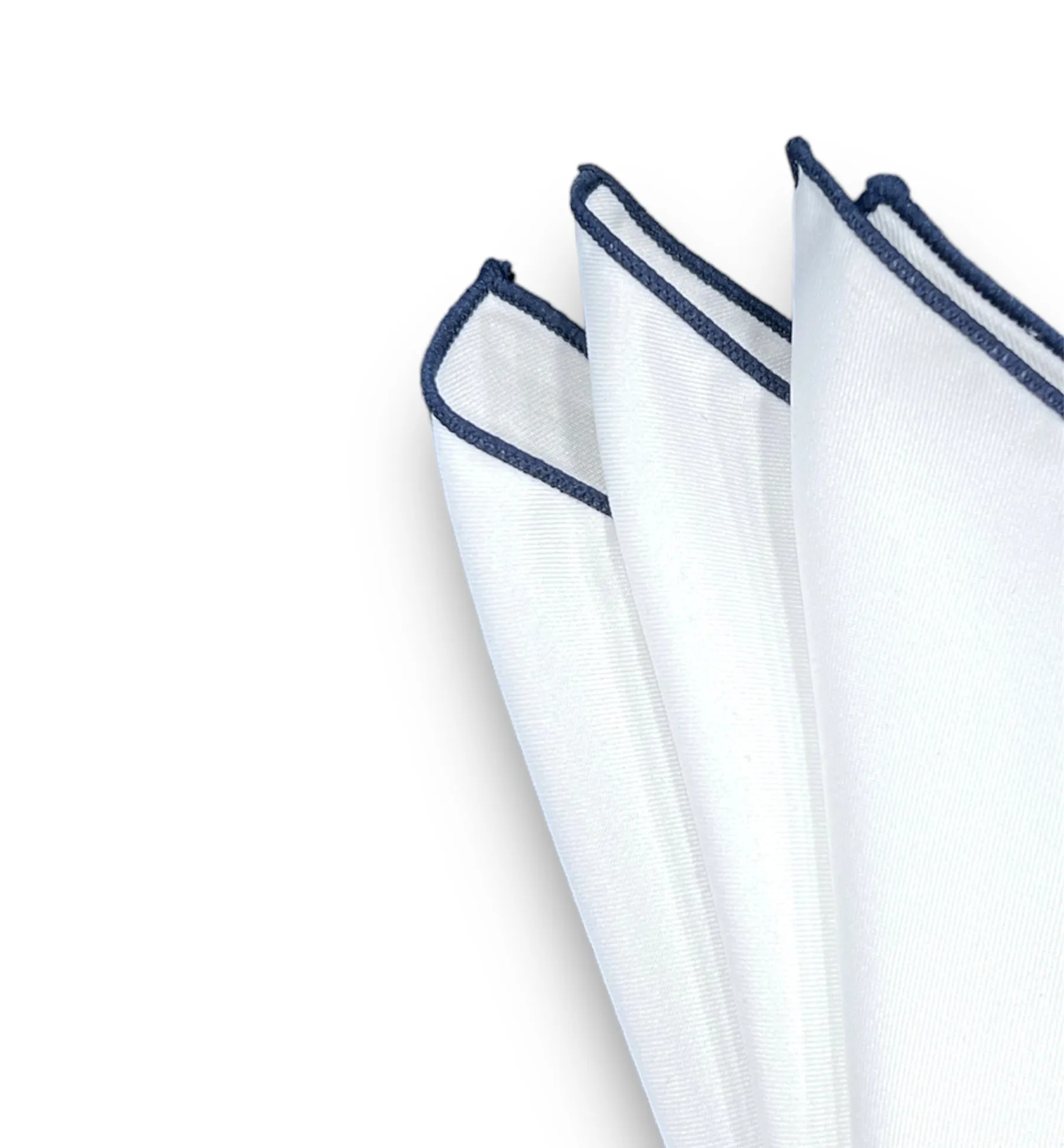 Pocket Square - White & Navy Trim
