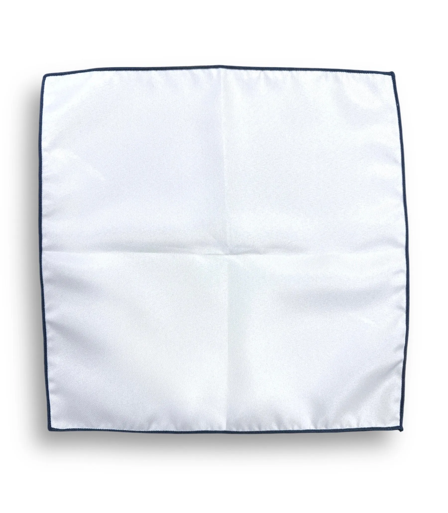Pocket Square - White & Navy Trim