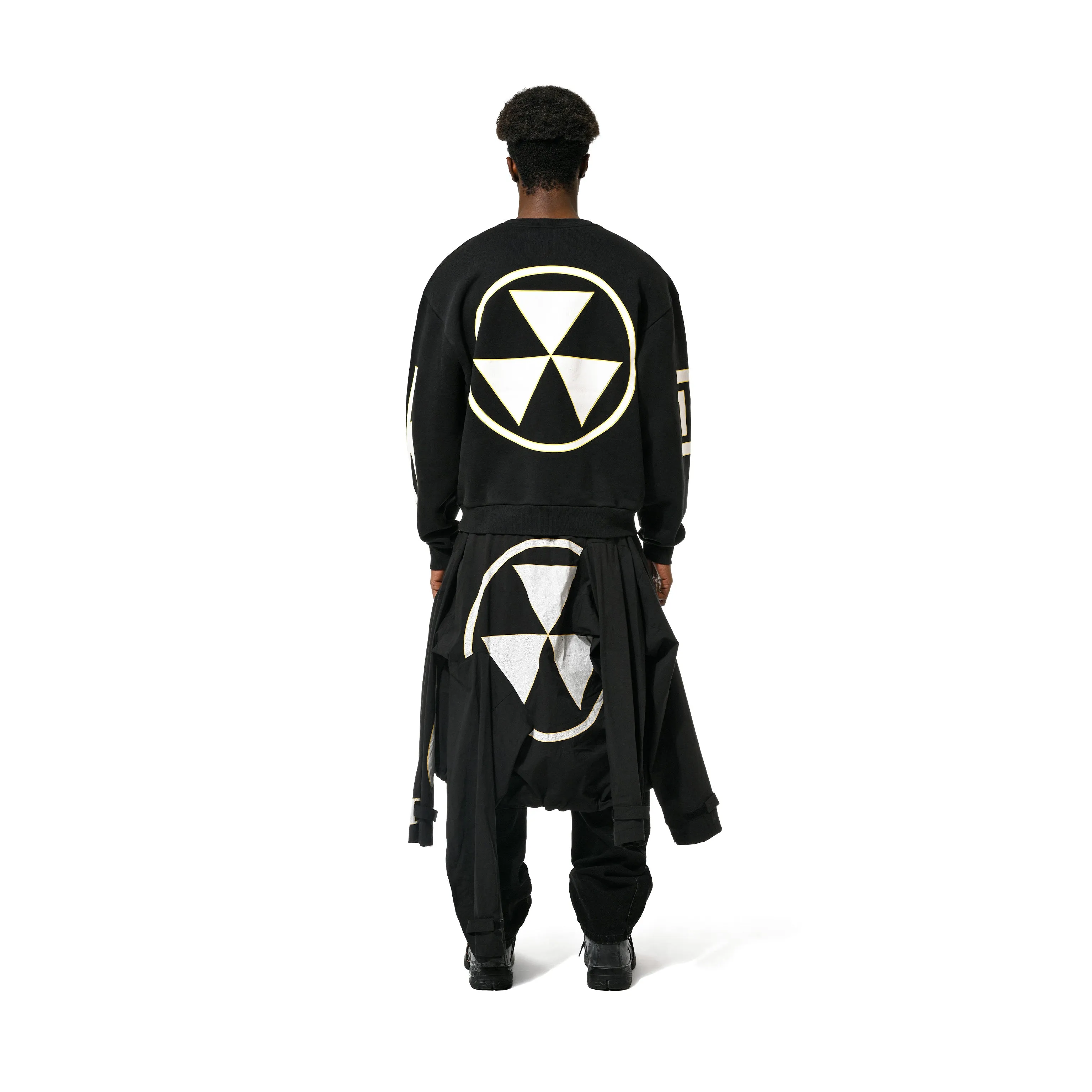 PRINTED DECONSTRUCTED JKT SKIRT - BLACK