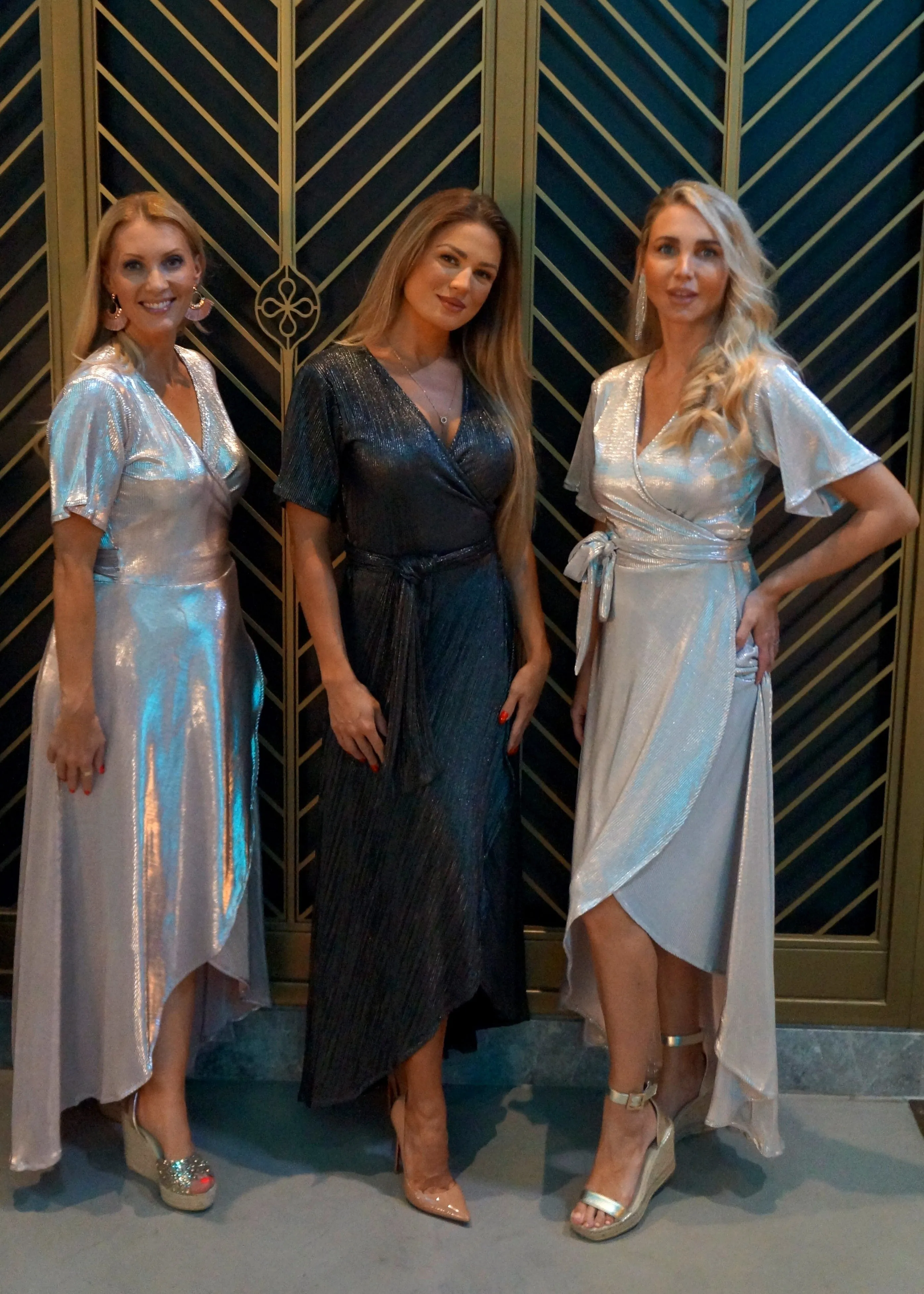 The Pleated Wrap Dress - Nude Sparkle Pleats