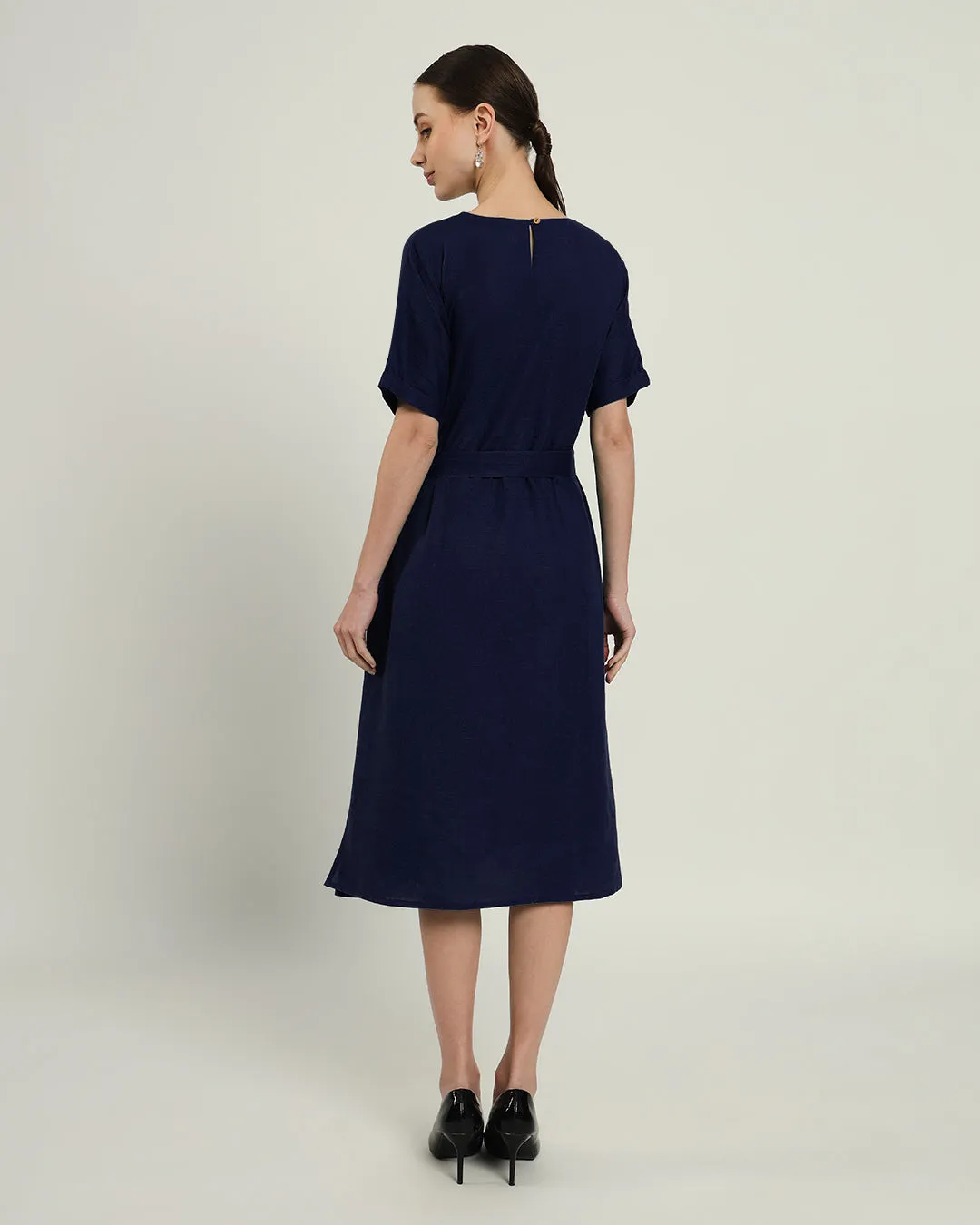 The Tayma Daisy Midnight Blue Linen Dress