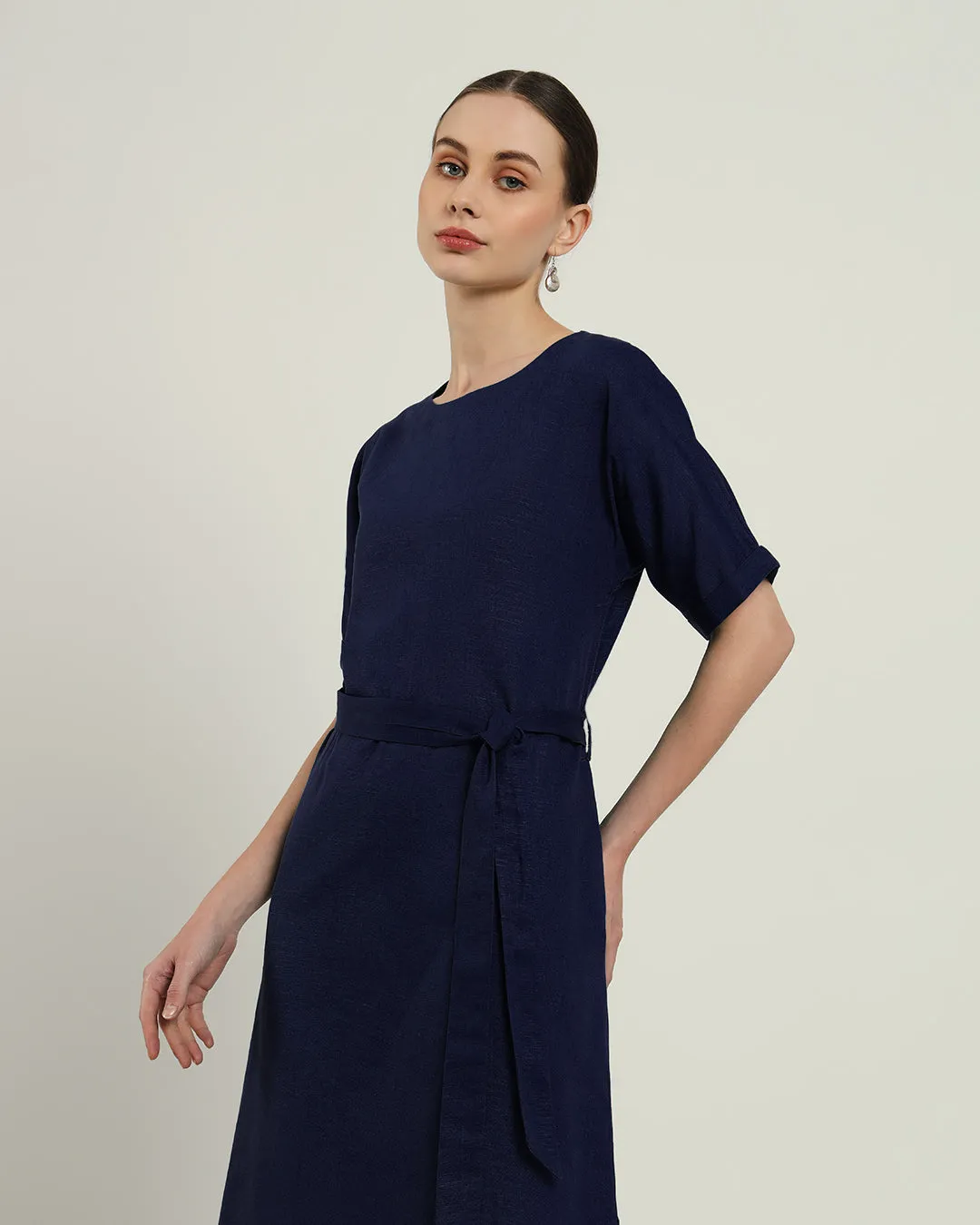 The Tayma Daisy Midnight Blue Linen Dress