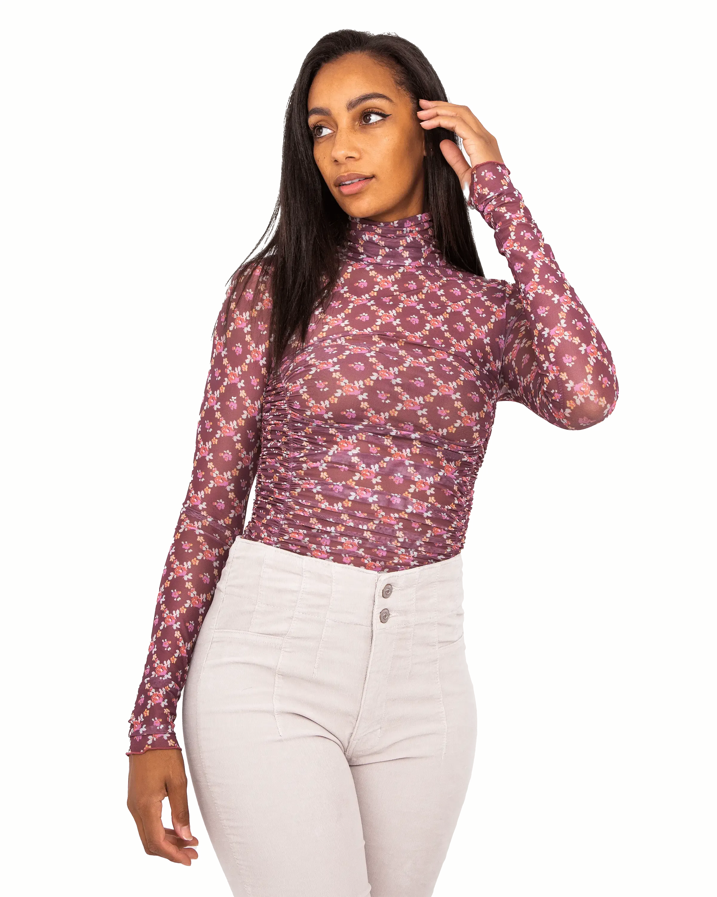 Under It All Printed Bodysuit in Garnet Combo