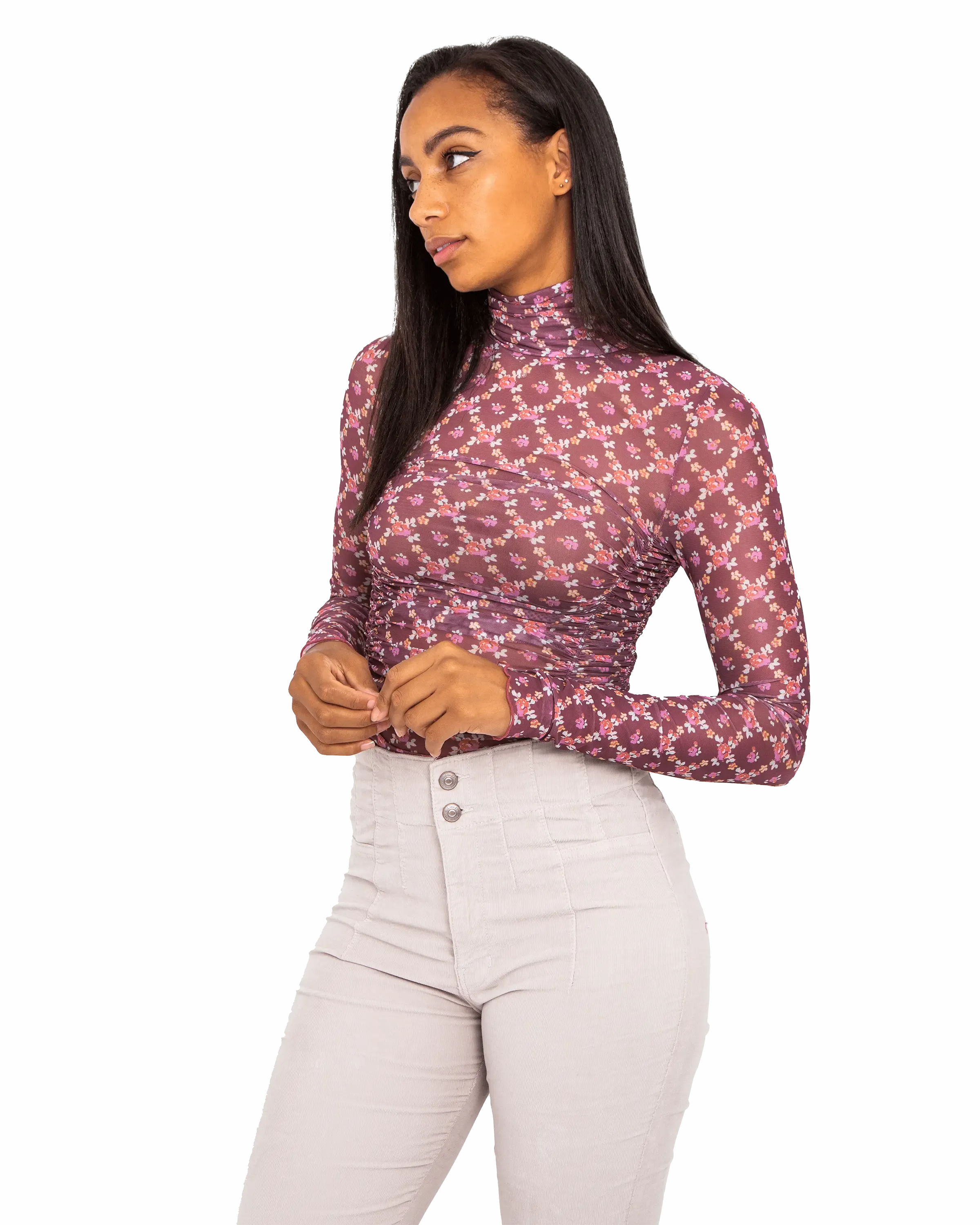 Under It All Printed Bodysuit in Garnet Combo