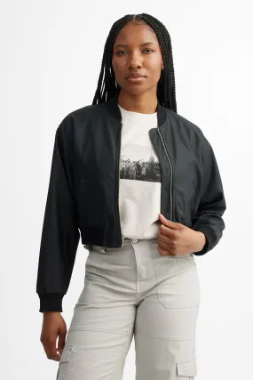 Veste bomber écourtée cuir végane - Femme