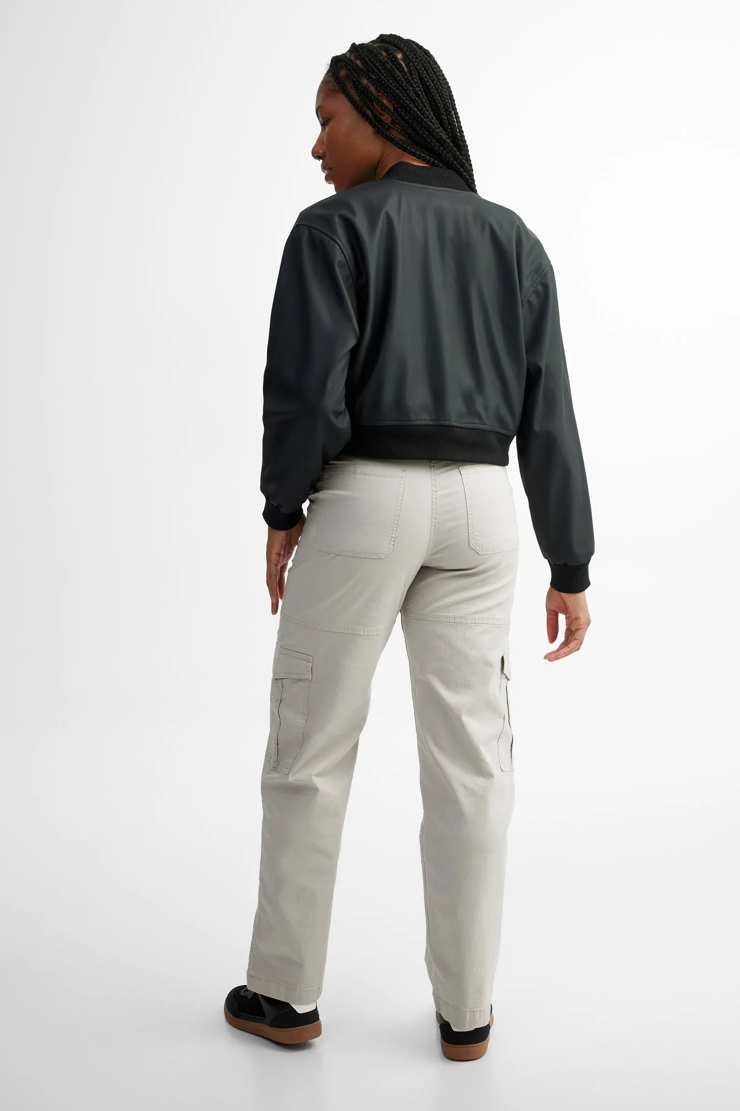 Veste bomber écourtée cuir végane - Femme