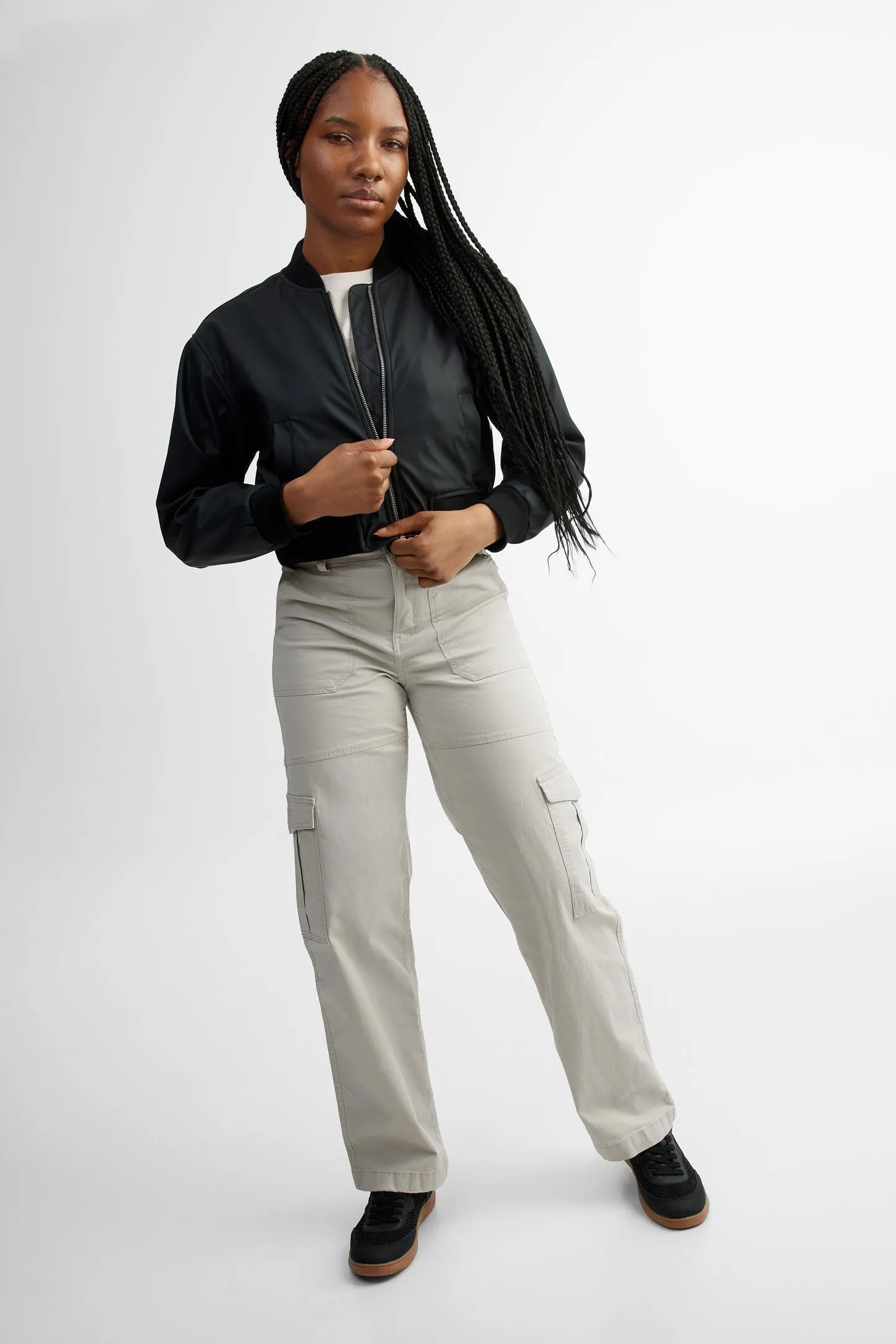 Veste bomber écourtée cuir végane - Femme