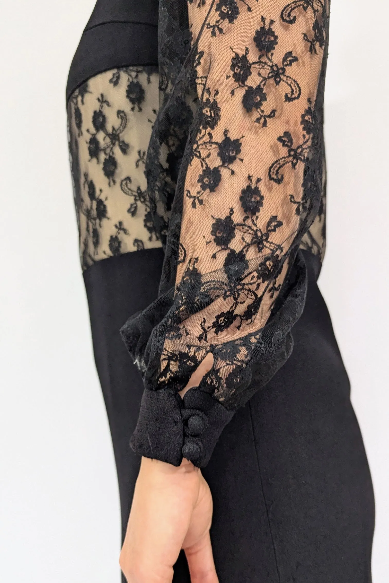 Vintage 1960s Frank Usher Long Sleeve Lace Mini Dress