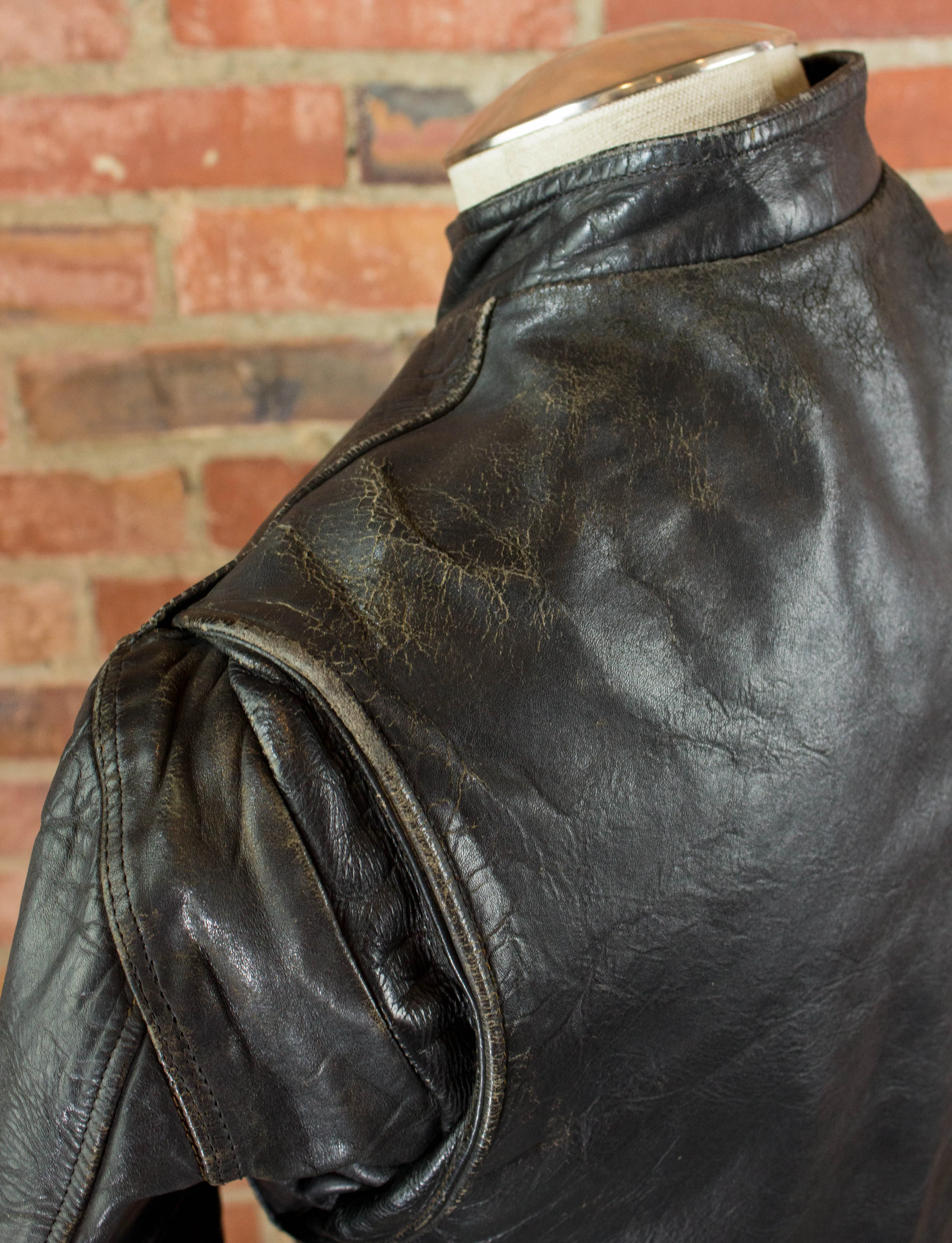 Vintage 70s Black Cafe Racer Leather Jacket Unisex Small