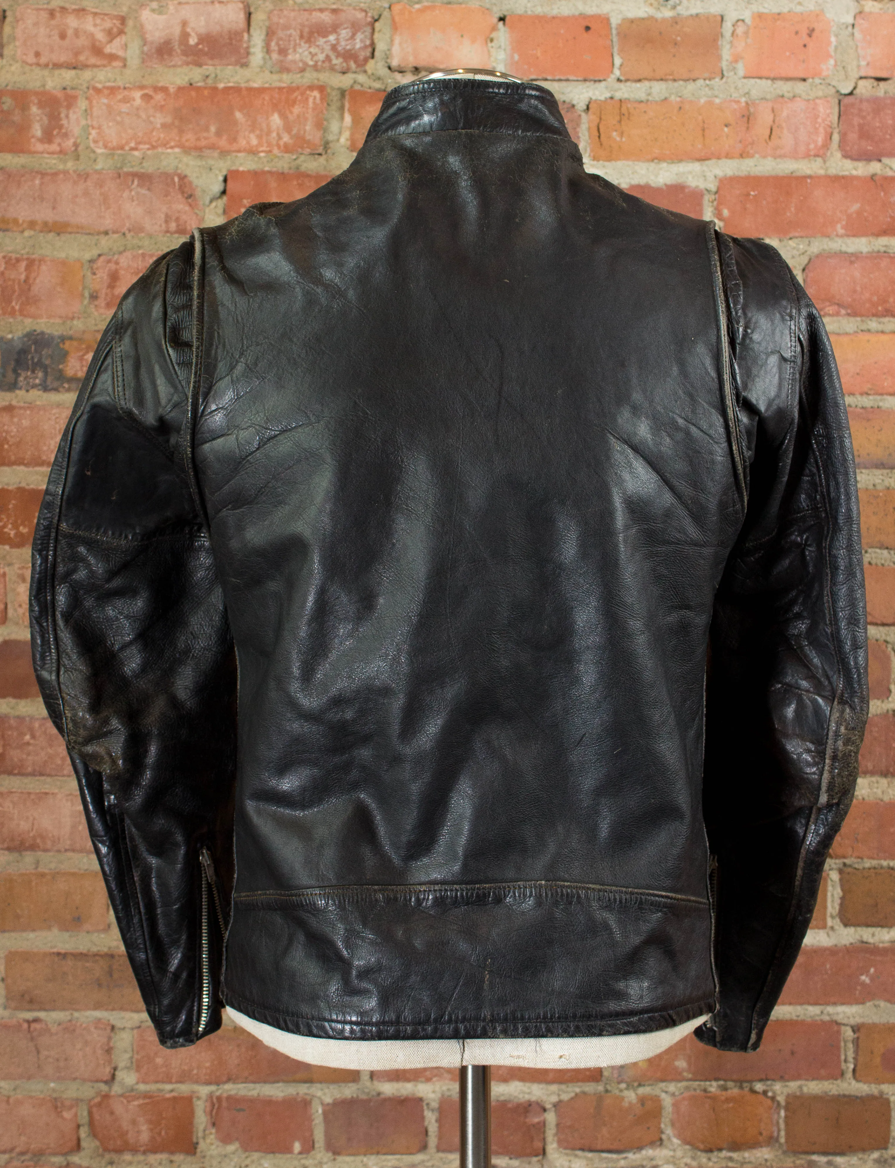Vintage 70s Black Cafe Racer Leather Jacket Unisex Small