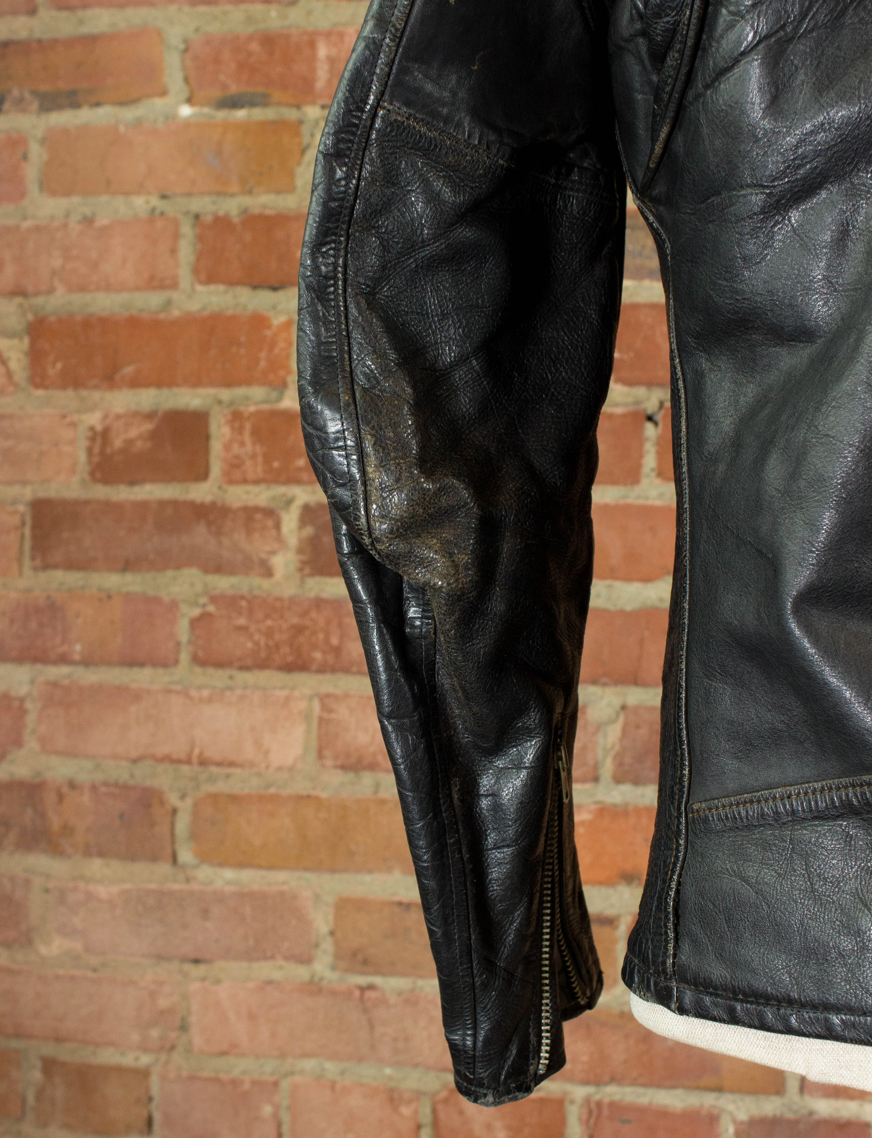 Vintage 70s Black Cafe Racer Leather Jacket Unisex Small