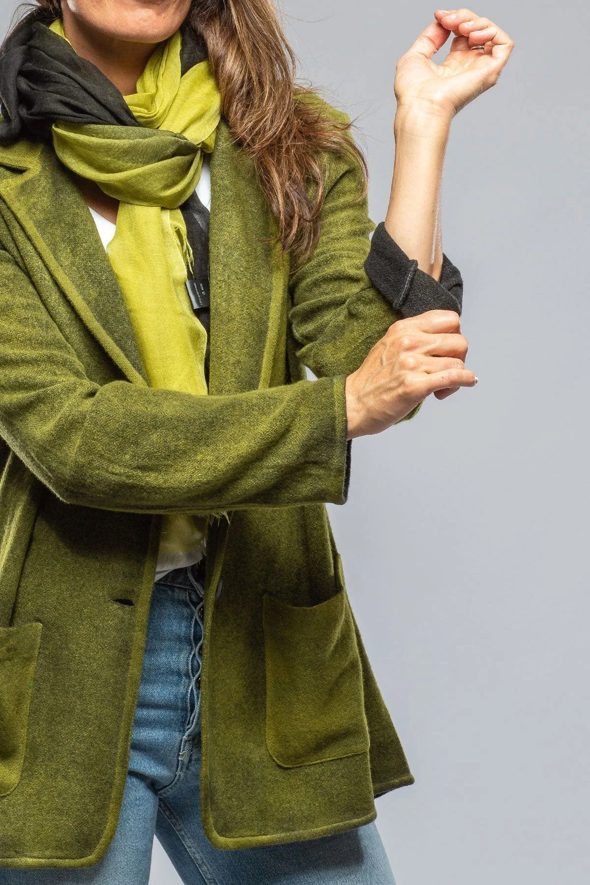 Wanda Long Cashmere Jacket In Dark Citrus