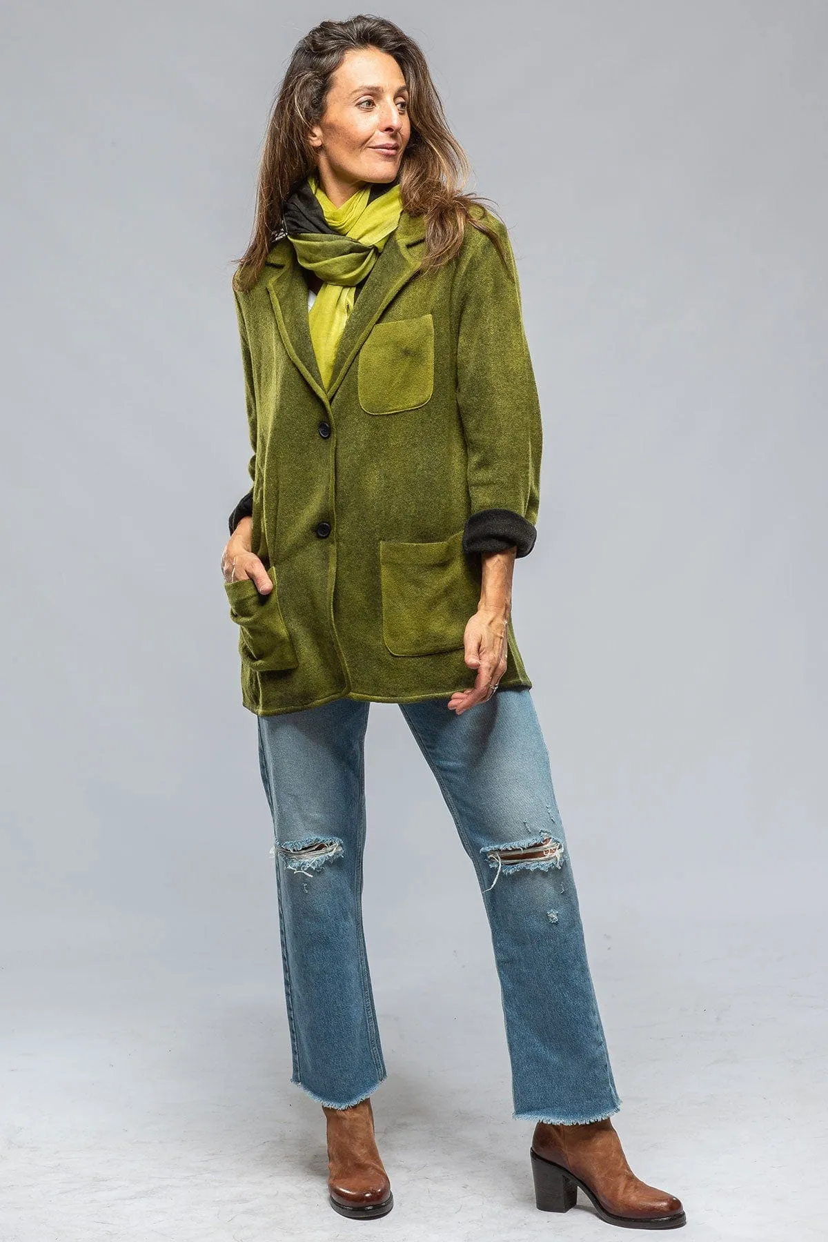 Wanda Long Cashmere Jacket In Dark Citrus